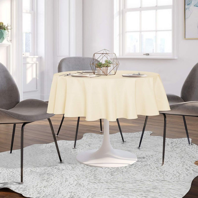 sancua Round Tablecloth - 60 Inch - Water Resistant Spill Proof Washable Polyester Table Cloth Decorative Fabric Table Cover for Dining Tables  Buffet Parties and Camping  Beige - Image 4